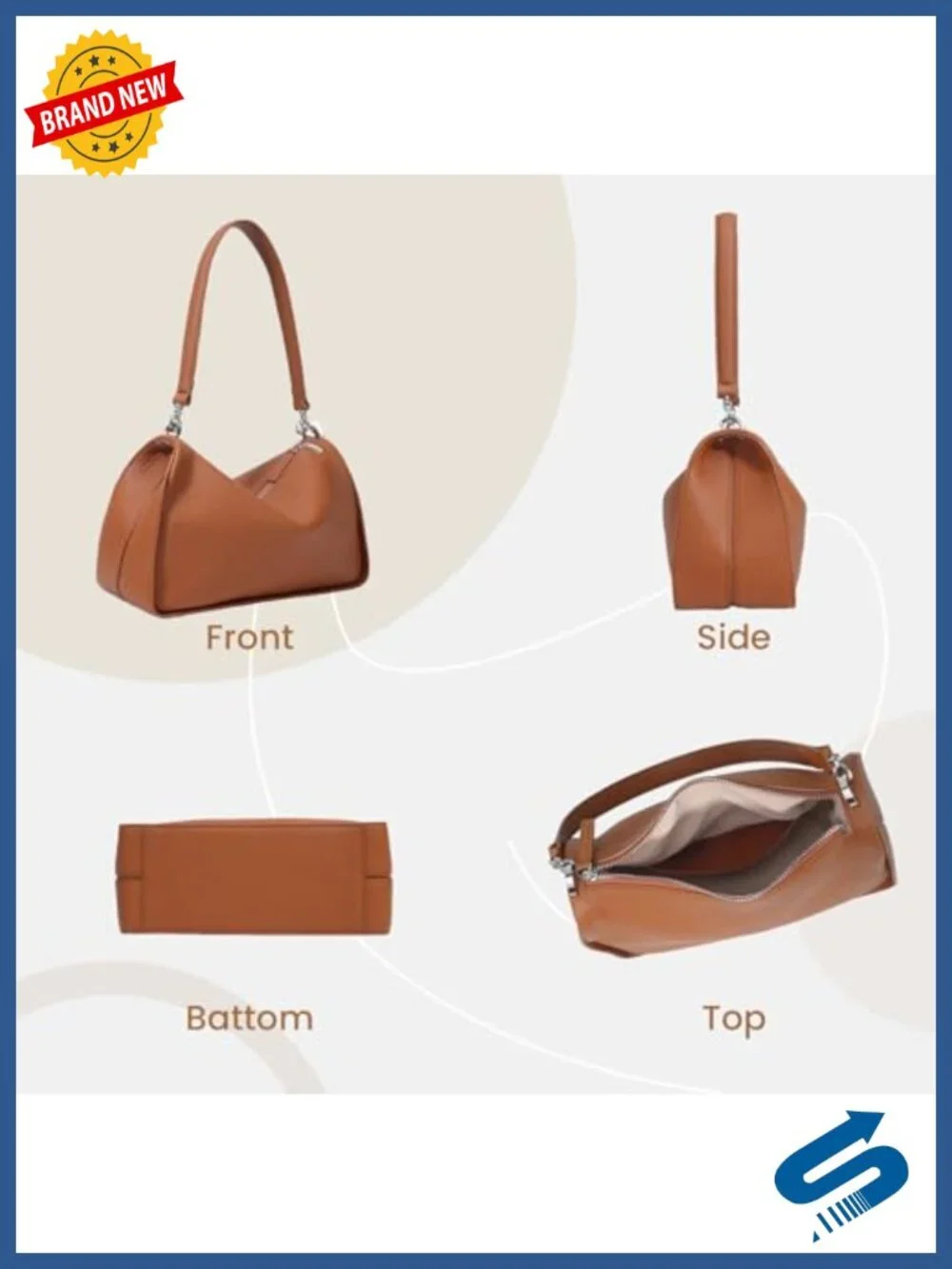 Genuine Leather Hobo Shoulder Bag Crossbody with Adjustable Strap